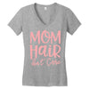 mom hair don't care Women's V-Neck T-Shirt