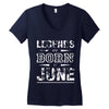 legends are born in june birthday vintag Women's V-Neck T-Shirt