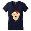 golden retriever dog with red santa's hat Women's V-Neck T-Shirt