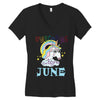 unicorns are born in june cute unicorn Women's V-Neck T-Shirt