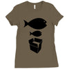 big fish little fish cardboard box   music t shirt Ladies Fitted T-Shirt