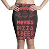 horror movies, pizza and beer Pencil Skirts