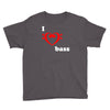 i love heart bass guitar music Youth Tee