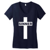 sinner christian god bible new Women's V-Neck T-Shirt
