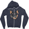 blue and tan frenchie Zipper Hoodie