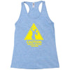 caution shapes being thrown printed Racerback Tank