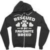 rescued is my favorite breed Zipper Hoodie