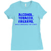 funny t shirt alcohol tobacco firearms who's bringing the chips tee Ladies Fitted T-Shirt