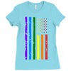 rainbow american flag Ladies Fitted T-Shirt