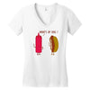what up dog ketchup hot dog Women's V-Neck T-Shirt