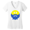 bearded smiley face Women's V-Neck T-Shirt