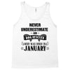 never underestimate an old man who was born in january Tank Top