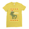 ugly dinosaur merry christmas Ladies Fitted T-Shirt