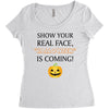 show your real face, halloween is coming Women's Triblend Scoop T-shirt
