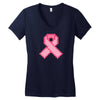 Pixeled Pink Ribbon Women's V-Neck T-Shirt