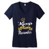 kings are born in november Women's V-Neck T-Shirt