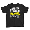 January February Michigan April - March Madness Basketball Youth Tee