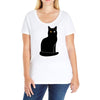 black cat Ladies Curvy T-Shirt