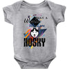 who loves husky Baby Bodysuit