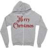 merry christmas red glitter Zipper Hoodie