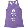 keep calm and disc golf on target frisbee basket Racerback Tank