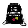 bears beets battlestar galactica Drawstring Bags