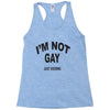 i'm not gay just kidding Racerback Tank