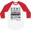 Born In January 3/4 Sleeve Shirt