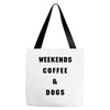 weekends coffee and dogs back Tote Bags