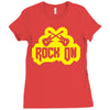 rock on Ladies Fitted T-Shirt