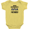 never underestimate an old man who was born in october Baby Onesie