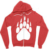 large bear paw print crew neck long sleeve Zipper Hoodie
