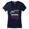 real girls go fishing Women's V-Neck T-Shirt