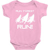run forest run white color Baby Bodysuit