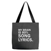 my brain is 80% song lyrics Tote Bags