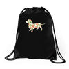 dachshund flower Drawstring Bags