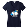 sad unicorn Women's V-Neck T-Shirt