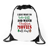 i just want to bake stuff and watch christmas movies all day Drawstring Bags