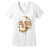 skull water color Women's V-Neck T-Shirt