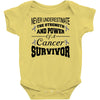 never underestimate the strength and power of a cancer survivor Baby Bodysuit