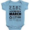 Born In March Baby Onesie
