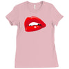 lips red kiss passion girl Ladies Fitted T-Shirt