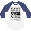 Born In October 3/4 Sleeve Shirt