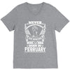 Never Underestimate Dog Rescuer Who Was Born February V-Neck Tee