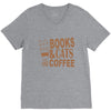 books and cats and coffee V-Neck Tee