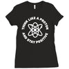 think like a proton and stay positive Ladies Fitted T-Shirt