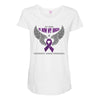 my hero is now my angel pancreatic cancer awareness Maternity Scoop Neck T-shirt