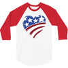 disstressed america flag heart 3/4 Sleeve Shirt