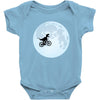 Biker Dinosaur - Dinosaur Riding A Bike To The Moon Baby Bodysuit
