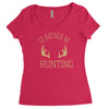 i'd rather be hunting deer antlers ammo hunt gear merica cool Women's Triblend Scoop T-shirt
